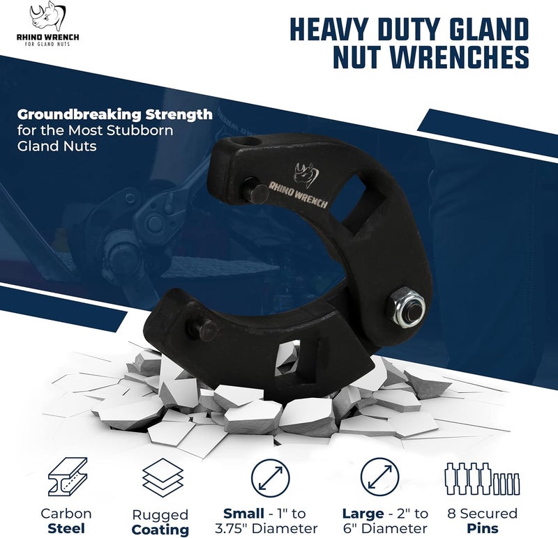 Eleon Rhino Gland Nut Wrench - Set of 2 Hydraulic Cylinder Spanner Wrench Adjustable - Spanner Wrench Set Includes Gloves, Microfiber Towel, Pins & Allen Wrenches, Suitable for Farm & Construction Equipment - Image 3
